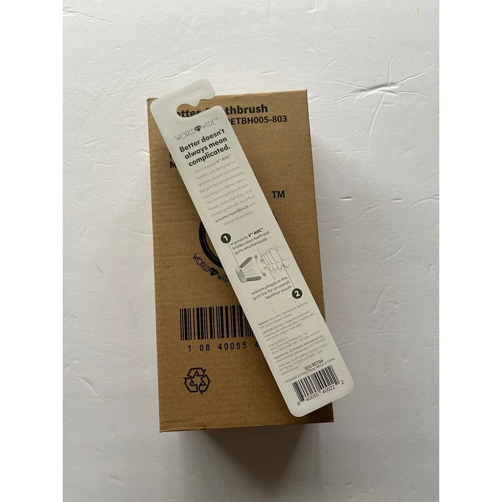 World Wide Better Toothbrush 12 Pieces Box Ultra Soft Tapered Arc Shape Bristle.